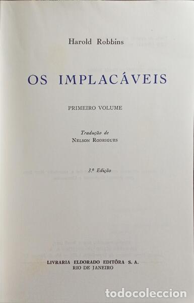 Libros: ROBBINS. (Harold) - OS IMPLAC&Aacute;VEIS. [2 VOLS.] - Foto 2