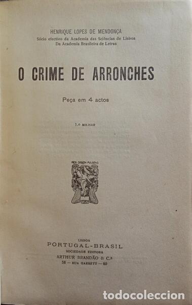 Libros: LOPES DE MENDON&Ccedil;A. (Henrique) - O CRIME DE ARRONCHES. - Foto 1