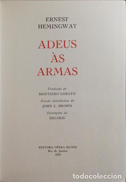 Libros: HEMINGWAY. (Ernest) - O ADEUS &Agrave;S ARMAS. - Foto 1