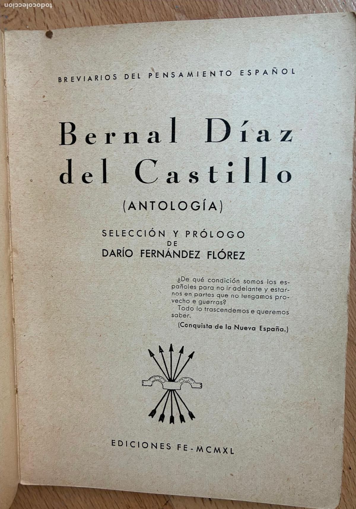 Libros: BERNAL DIAZ DEL CASTILLO, ANTOLOGIA, - Foto 5