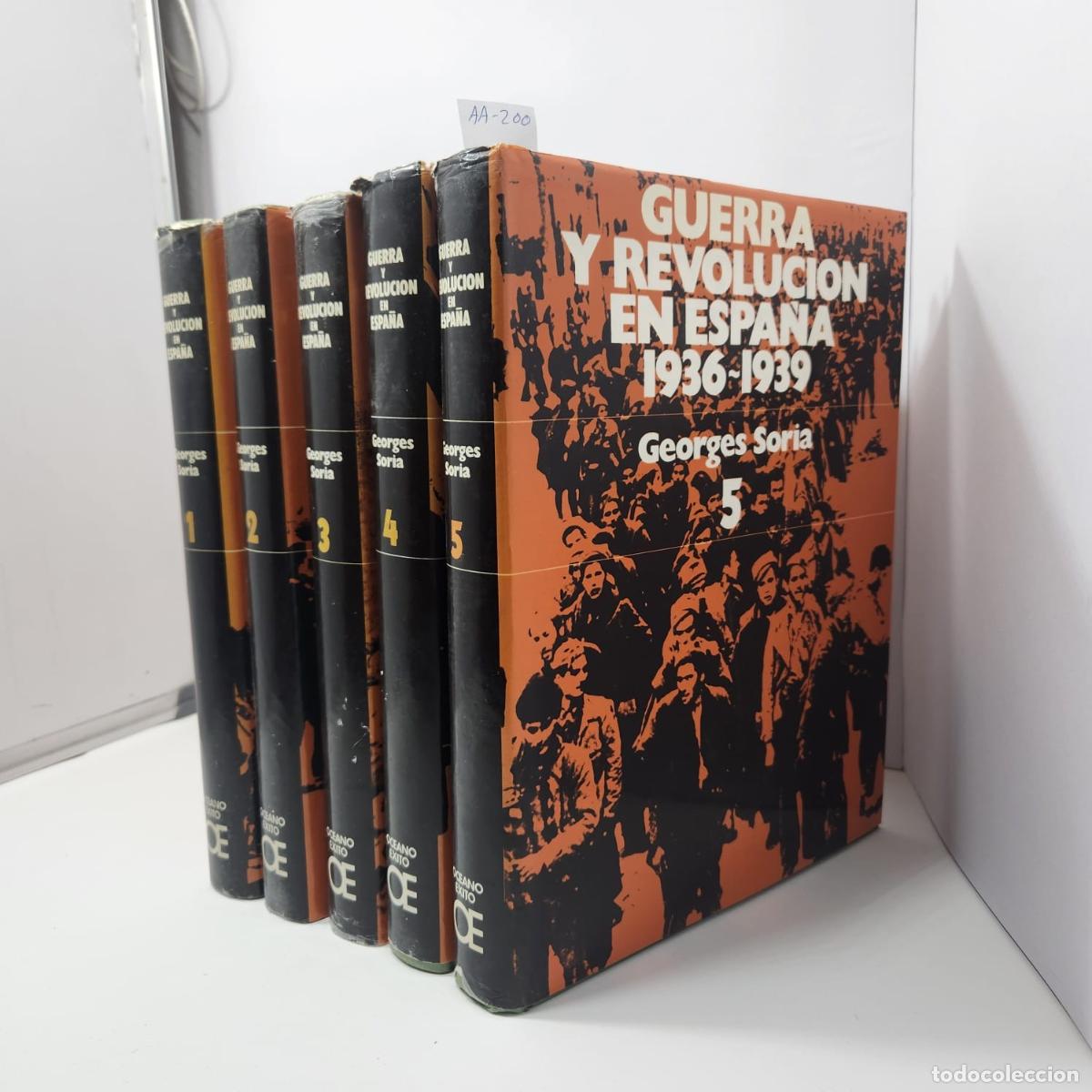 Libri di seconda mano: SORIA, Georges. - Guerra y Revoluci&oacute;n en Espa&ntilde;a 1936-1939. 5 tomos, completa.