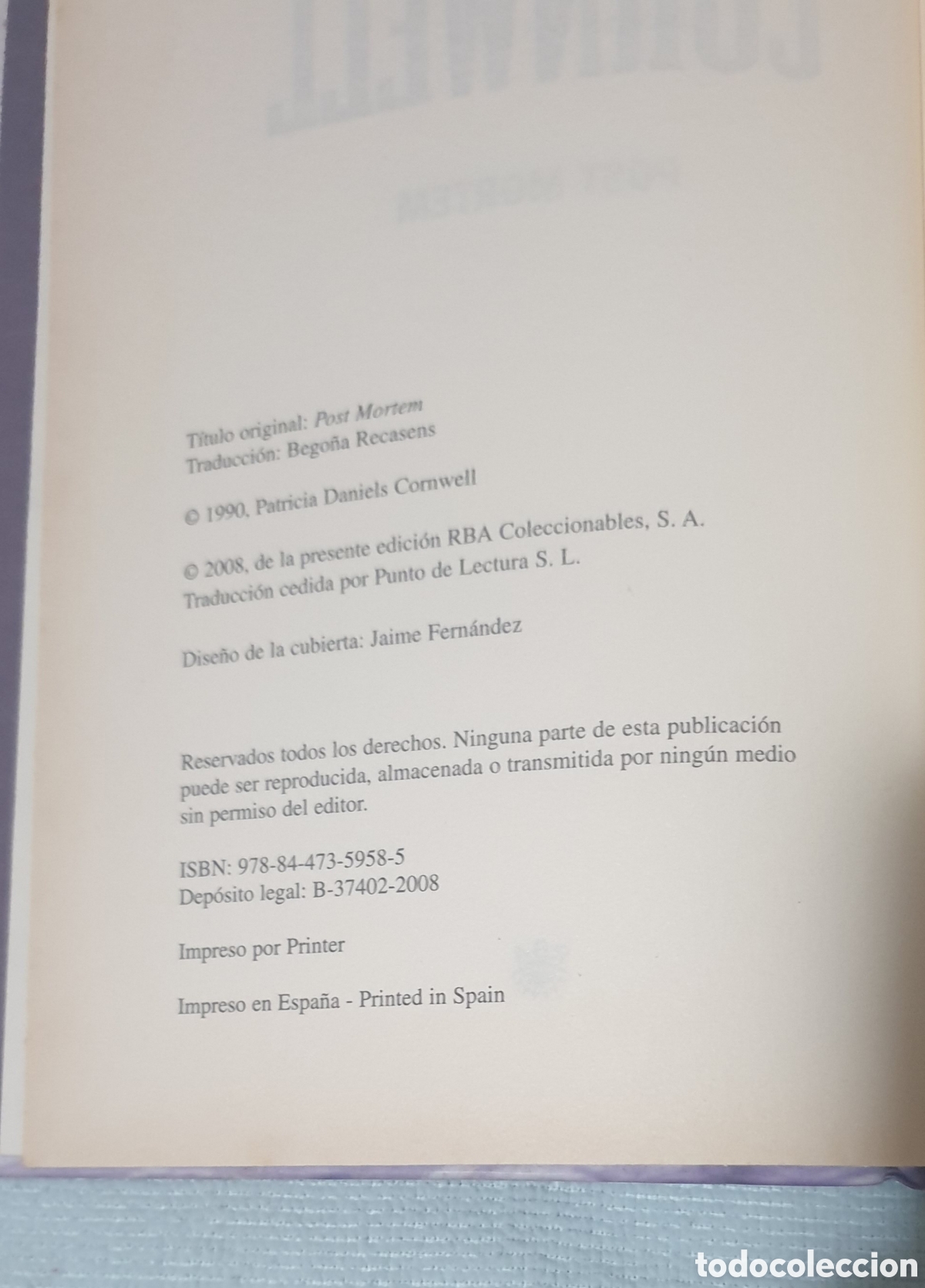 Libros: Post mortem. Patricia Cornwell. - Foto 3