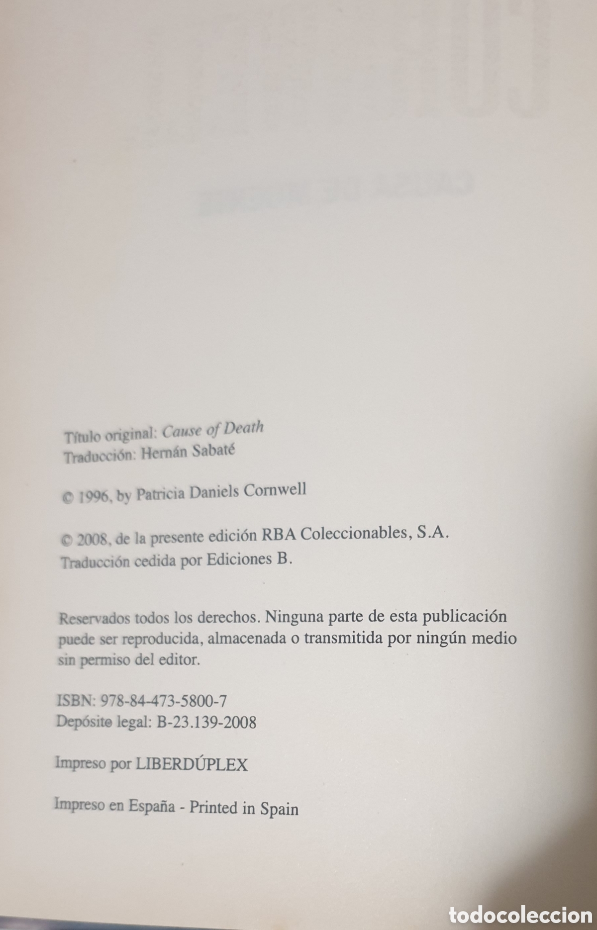 Libros: Causa de muerte. Patricia Cornwell. - Foto 4