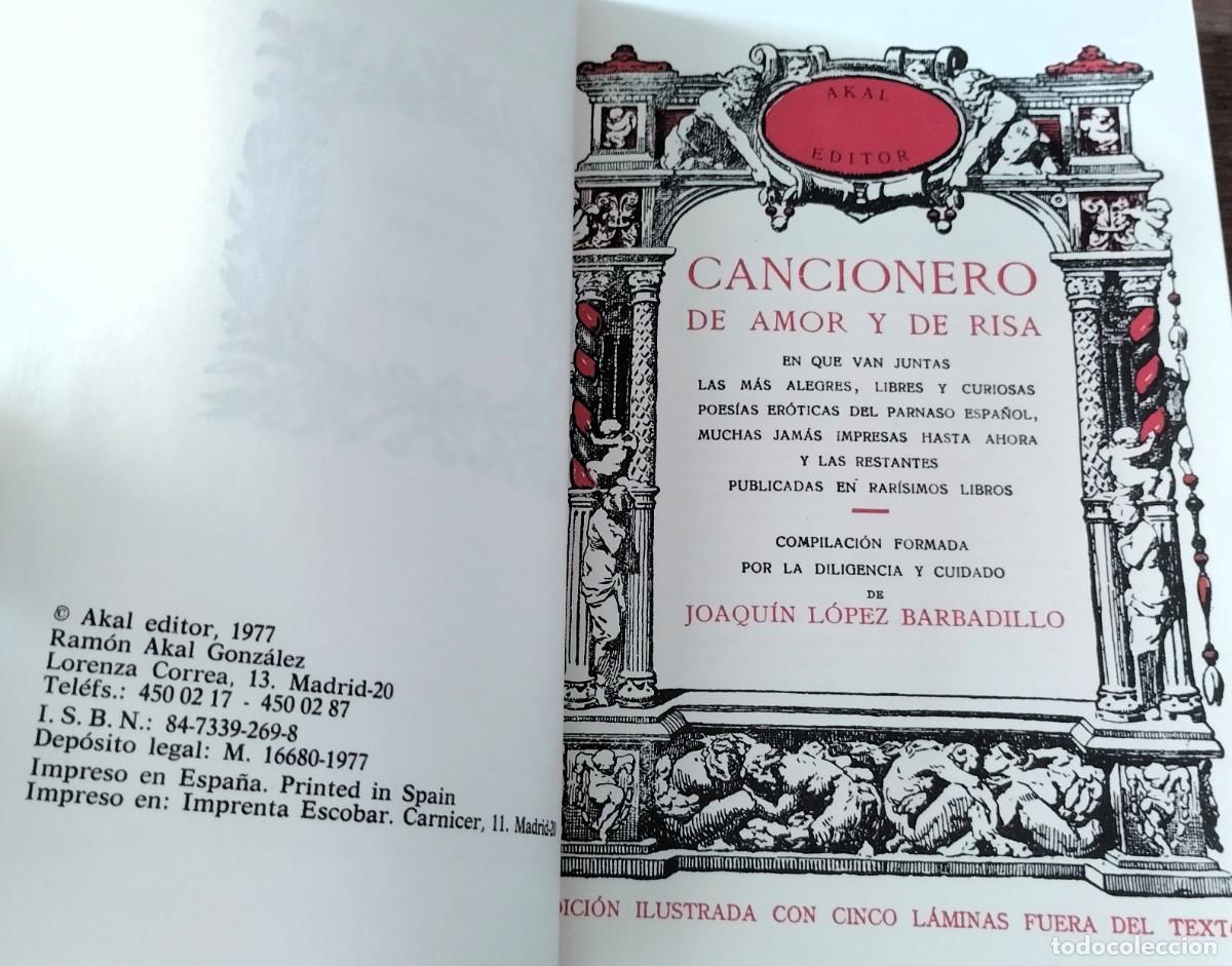 Libros: Joaqu&iacute;n L&oacute;pez Barbadillo, Cancionero de amor y de risa, Akal, 1977, - Foto 4