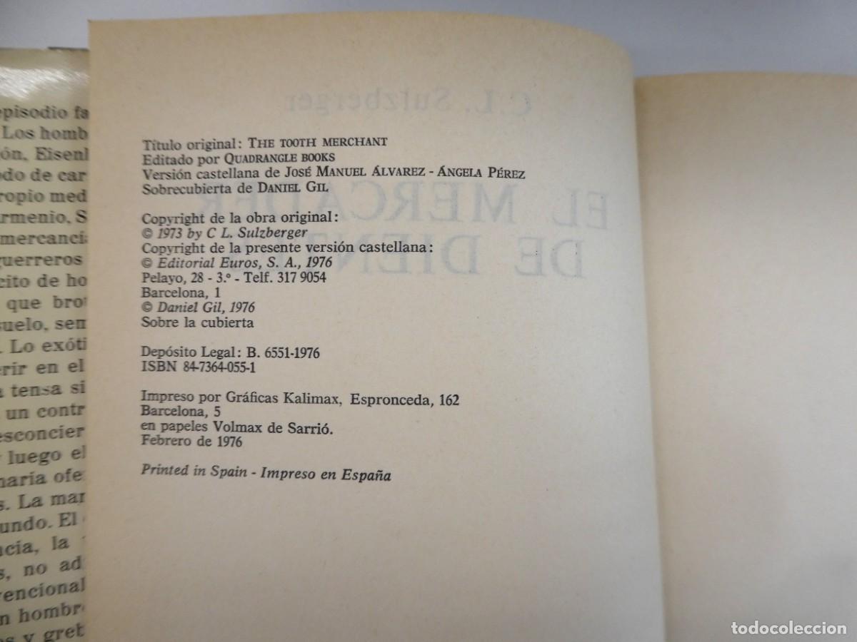 Libros: EL MERCADER DE DIENTES C.L. SULZBERGER. EDITORIAL EUROS - Foto 2