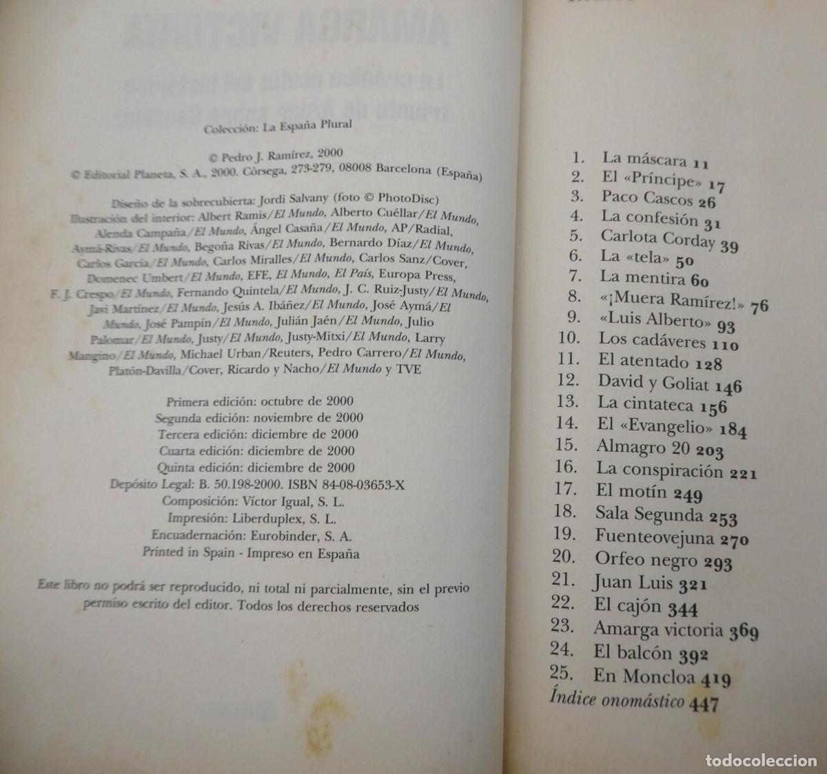 Libros: AMARGA VICTORIA - PEDRO J. RAM&Iacute;REZ - PLANETA 2000 - Foto 2