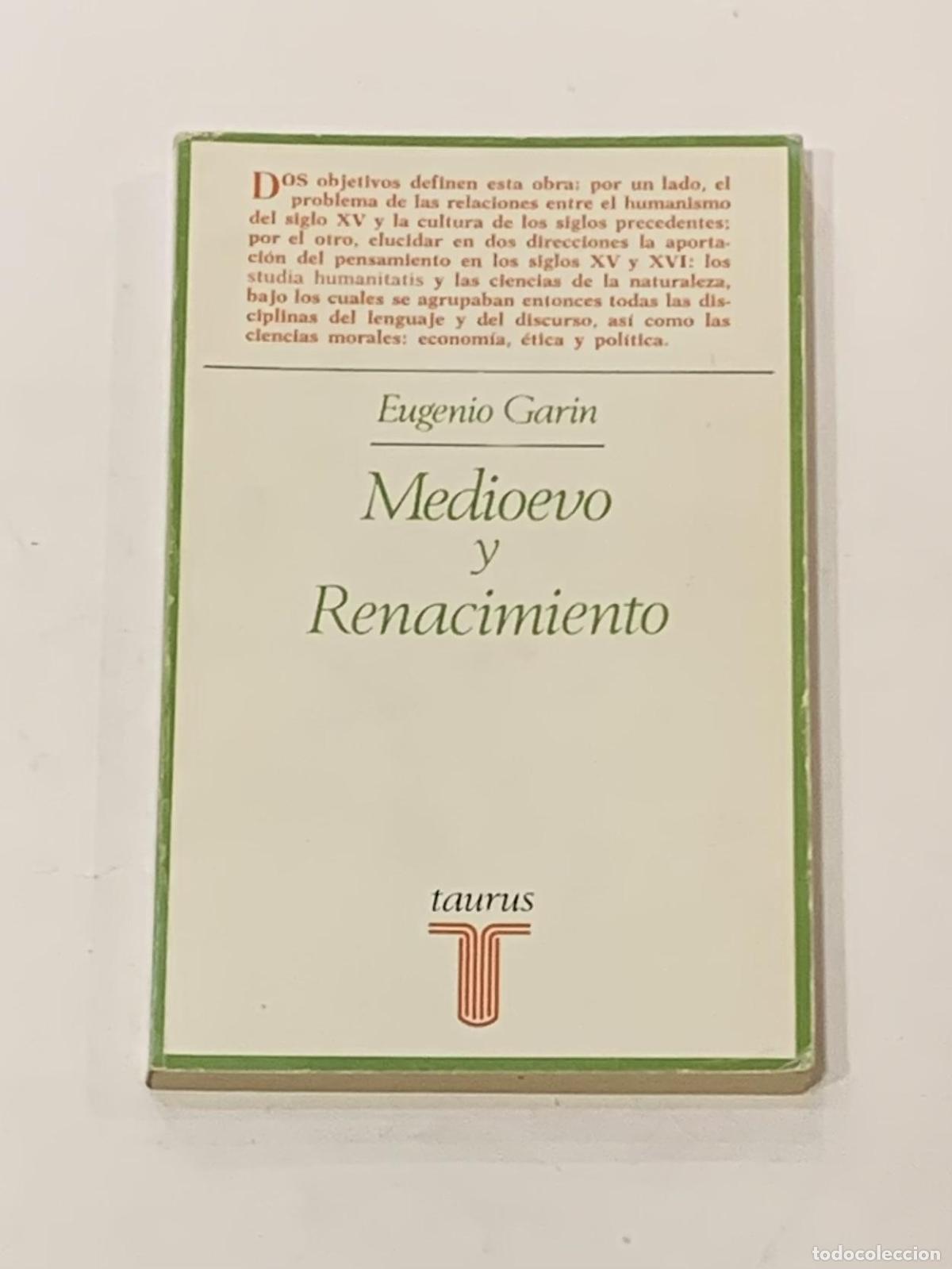 Libros: GARIN, Eugenio. - Medioevo y Renacimiento. - Foto 1