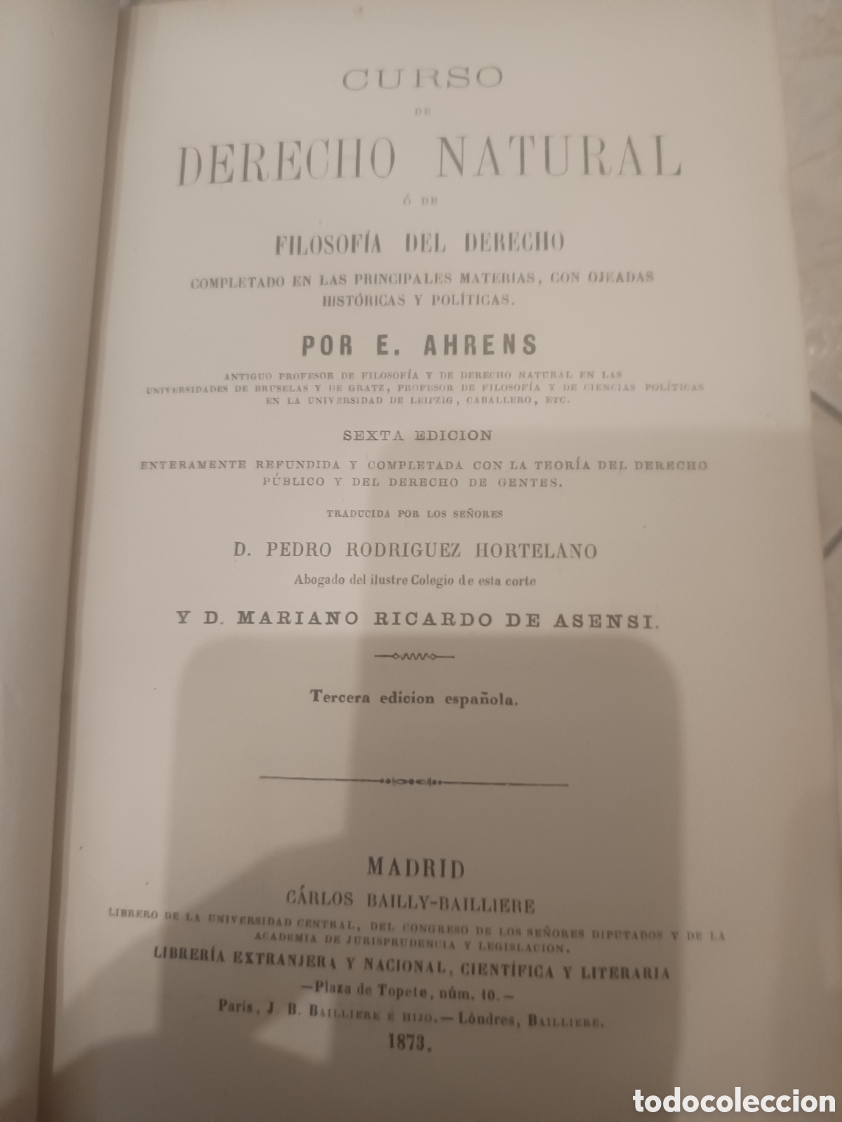 Libros: Libro antiguo de curso de derecho natural - Foto 2