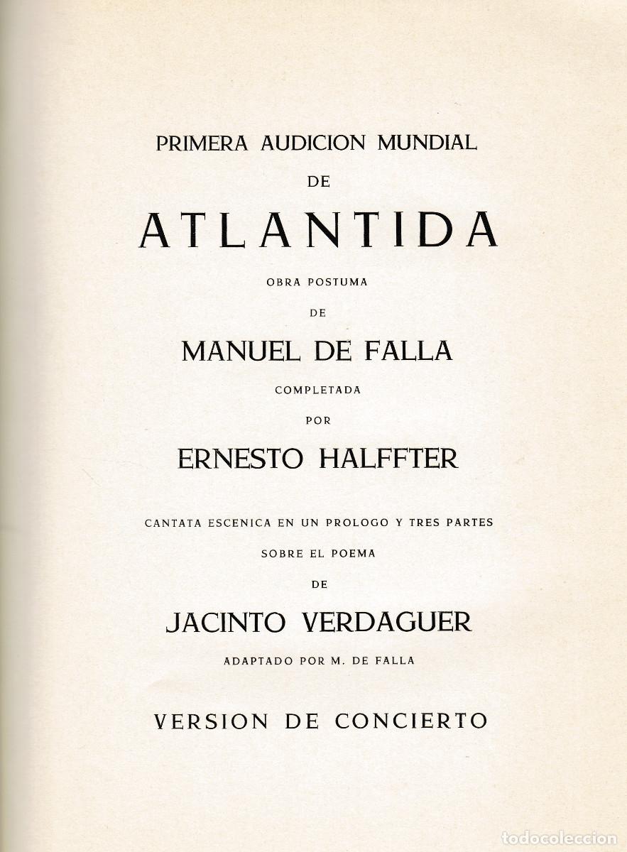 Libros: ATL&Aacute;NTIDA. MANUEL DE FALLA. 1&ordf; AUDICI&Oacute;N MUNDIAL. 1961 - Foto 1