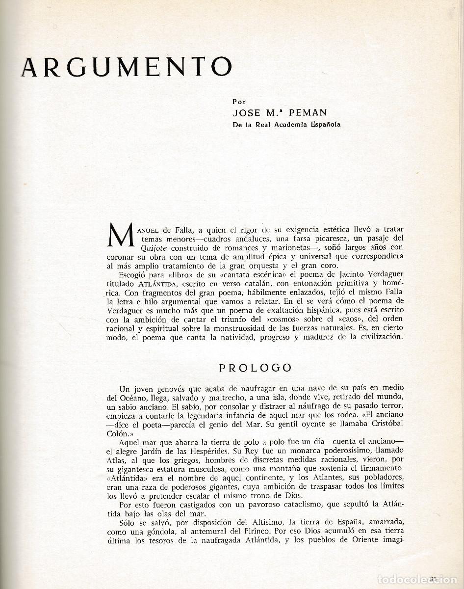 Libros: ATL&Aacute;NTIDA. MANUEL DE FALLA. 1&ordf; AUDICI&Oacute;N MUNDIAL. 1961 - Foto 6