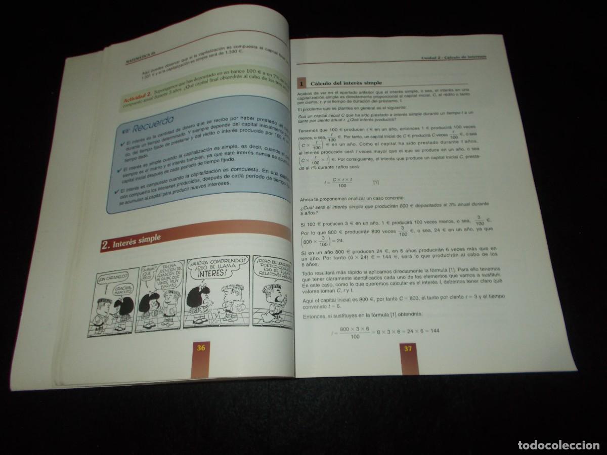 Libros: MATEM&Aacute;TICA 4B. CNICE-SAFEL 2004. Matem&aacute;ticas. Libro. Con Tiras de Comic Mafalda - Foto 3