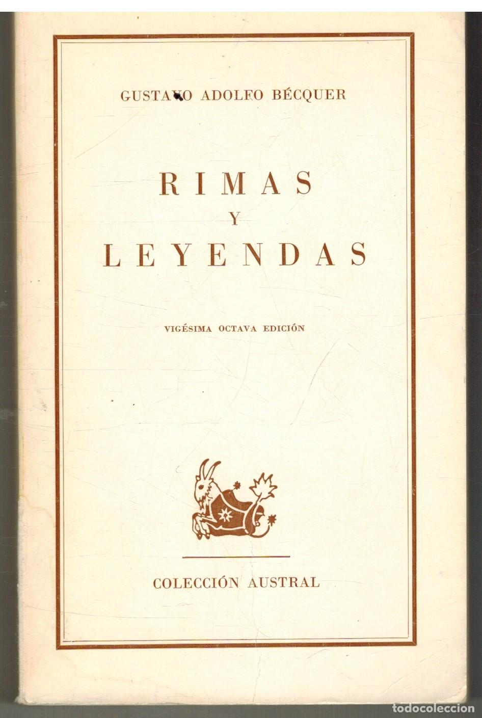 Libros: RIMAS Y LEYENDAS - GUSTAVO ADOLDO BECQUER - Foto 1