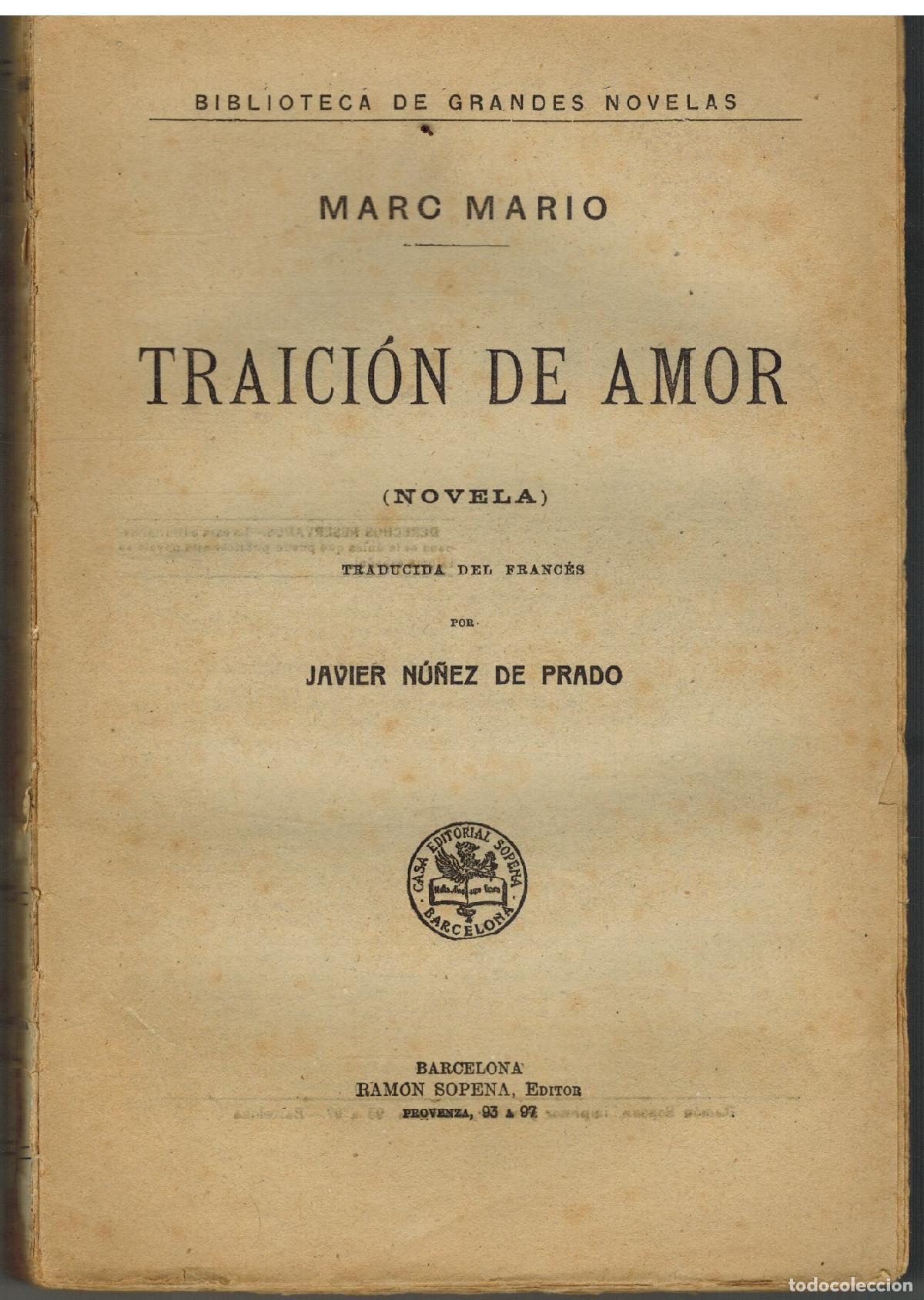 Libros: TRAICION DE AMOR - MARC MARIO - Foto 1