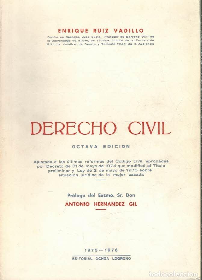 Libros: DERECHO CIVIL - ENRIQUE RUIZ VADILLO - Foto 1