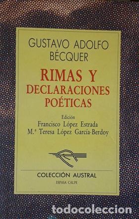 Libros: RIMAS Y DECLARACIONES POETICAS - GUSTAVO ADOLFO BECQUER - Foto 1