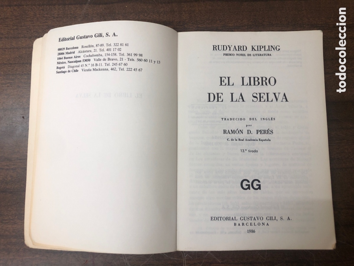 Libros: El libro de la selva . Rudyard Kipling Ed. Gustavo Gili 1986 - Foto 4