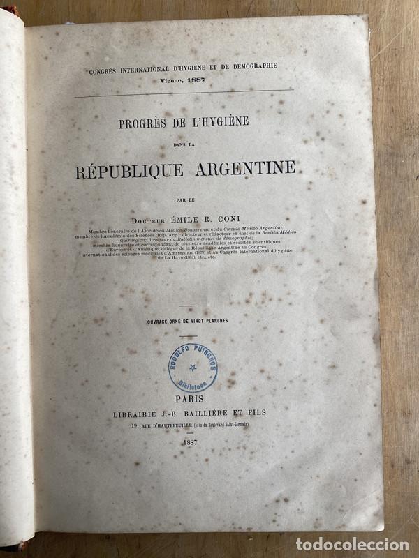 Libros: Progres de LHygiene dans la republique argentine - Coni, Emile - Foto 1