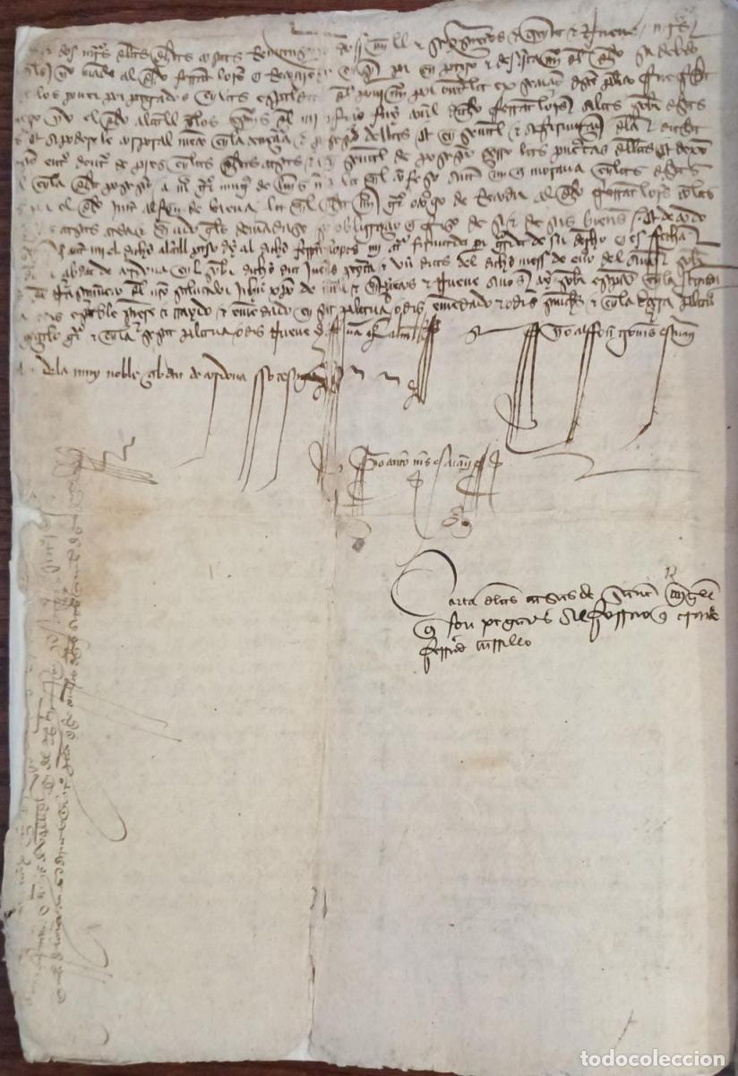 Libri di seconda mano: (Manuscrito) Mandamiento firmado por el Recaudador Mayor del rey Juan II, que entonces ten&iacute;a 2 a&ntilde;os
