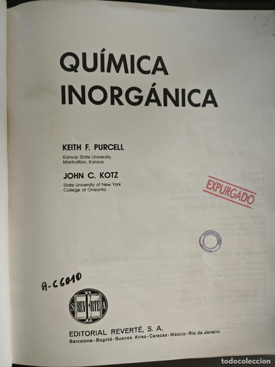 Libri di seconda mano: Qu&iacute;mica inorg&aacute;nica. - Keith F. Purcell. TDK856