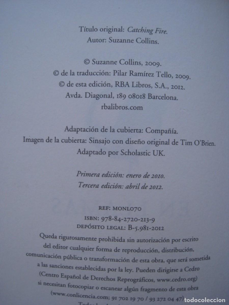 Libros: EN LLAMAS - SUZANNE COLLINS - EDICIONES RBA. - Foto 7