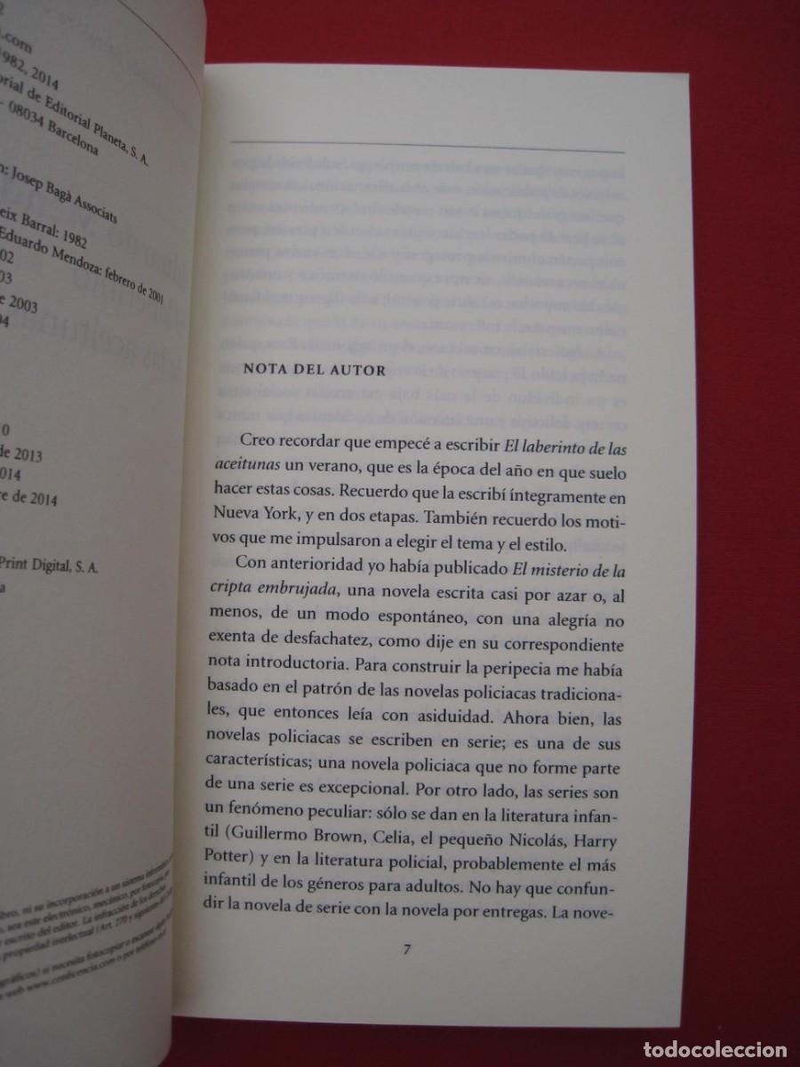 Libros: EL LABERINTO DE LAS ACEITUNAS - EDUARDO MENDOZA - SEIX BARRAL. - Foto 8