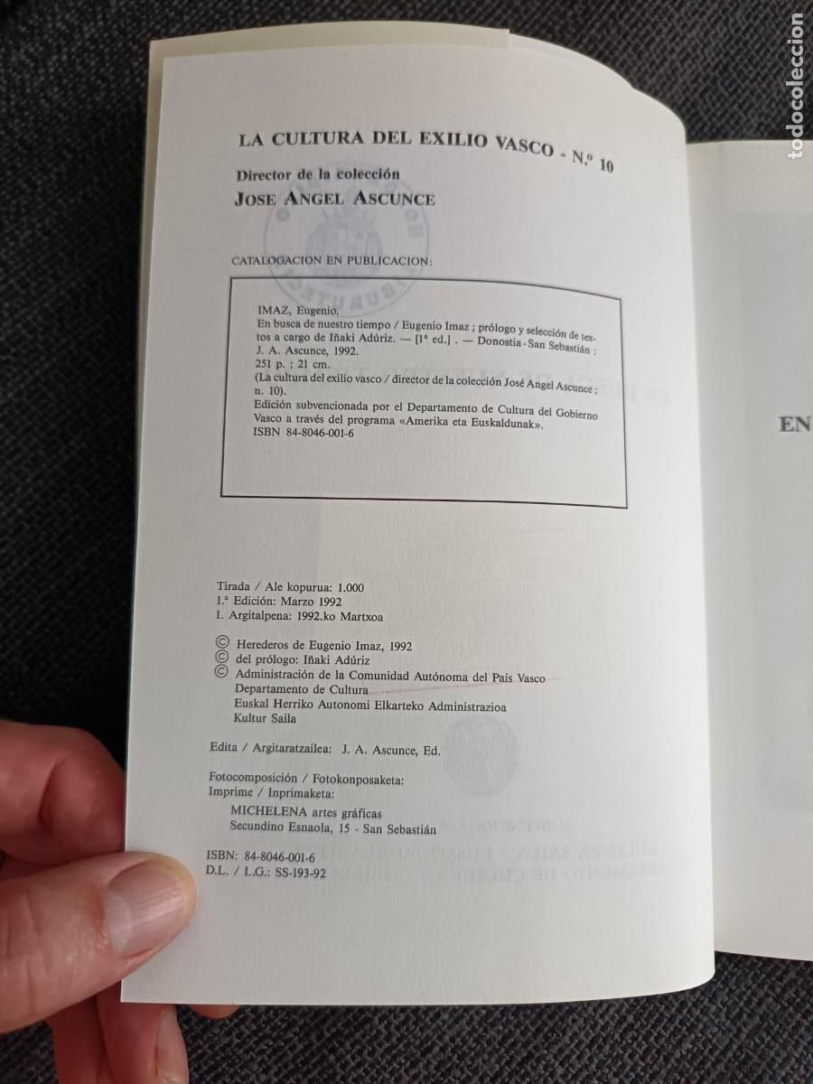 Libros: Libro En busca de nuestro tiempo. Eugenio Imaz. 1a edici&oacute;n 1992. - Foto 5