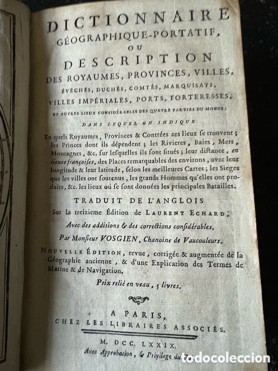 Libros: Libro antiguo cuero 1779 geograf&iacute;a - Foto 5