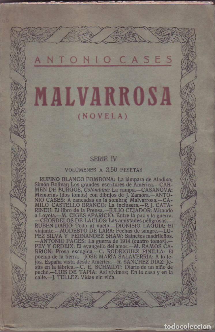 Libros: CASES, Antonio.- - Malvarrosa. (Una mujer valenciana). - Foto 1