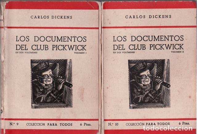 Libros: DICKENS, Carlos.- - Documentos p&oacute;stumos del club Pickwick. 2 tomos. - Foto 1