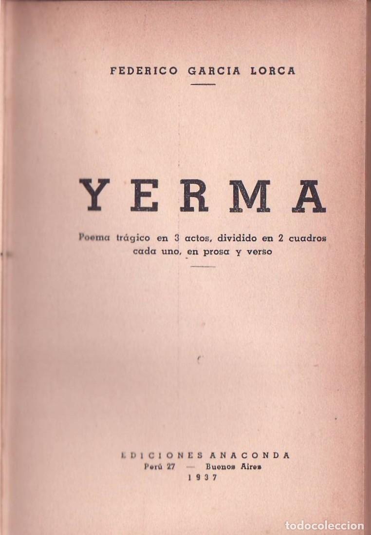 Libros: GARCIA LORCA, Federico.- - Yerma. - Foto 1