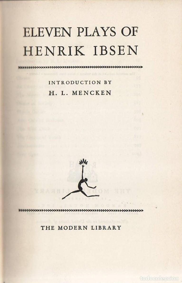 Libros: IBSEN, Henrik.- - Eleven plays. Introducci&oacute;n de H. L. Mencken. - Foto 1