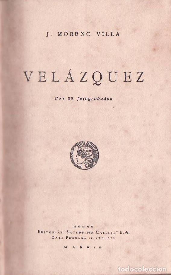 Libros: MORENO VILLA, J.- - Vel&aacute;zquez. - Foto 1