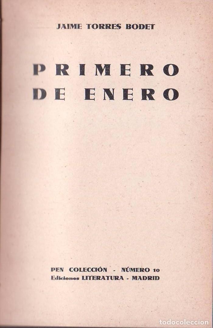Libros: TORRES BODET, Jaime.- - Primero de Enero. Novela. - Foto 1