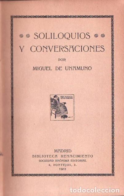 Libros: UNAMUNO, Miguel de.- - Soliloquios y conversaciones. - Foto 1
