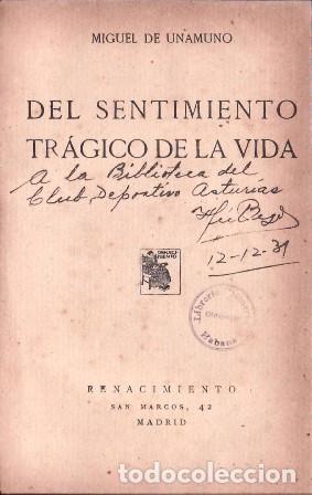 Libros: UNAMUNO, Miguel de.- - Del sentimiento tr&aacute;gico de la vida. - Foto 1
