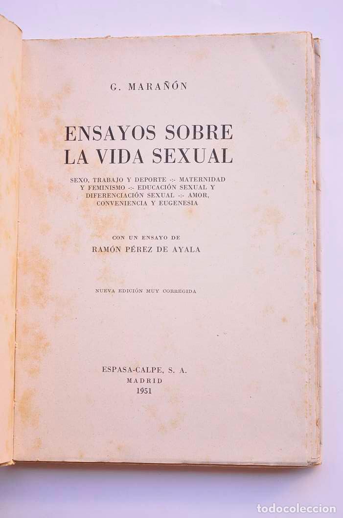 Libros: Ensayos sobre la vida sexual - MARA&Ntilde;&Oacute;N, Gregorio - Foto 3