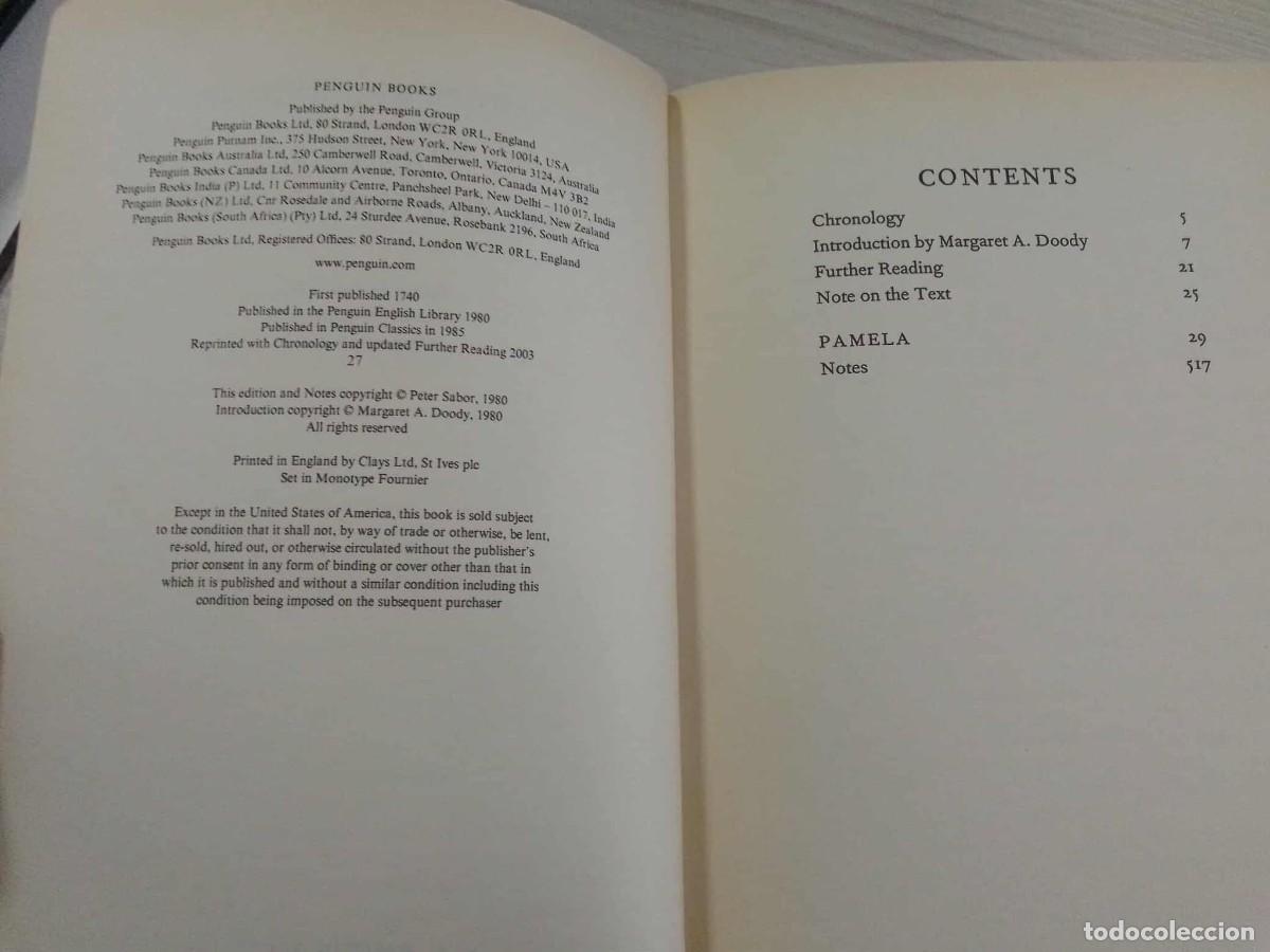 Libros: Pamela. Samuel Richardson. En ingl&eacute;s. Ed Penguin Classics 2003 - Foto 2