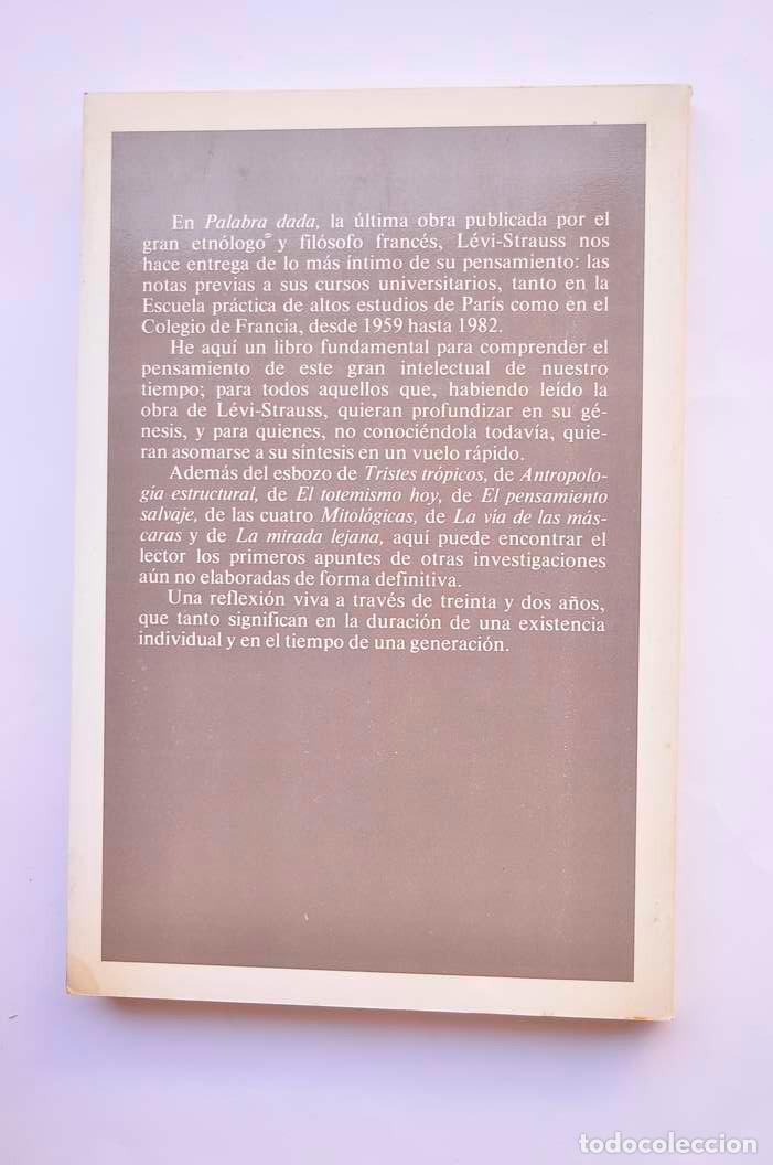 Libros: Palabra dada - L&Eacute;VI-STRAUSS, Claude - Foto 5