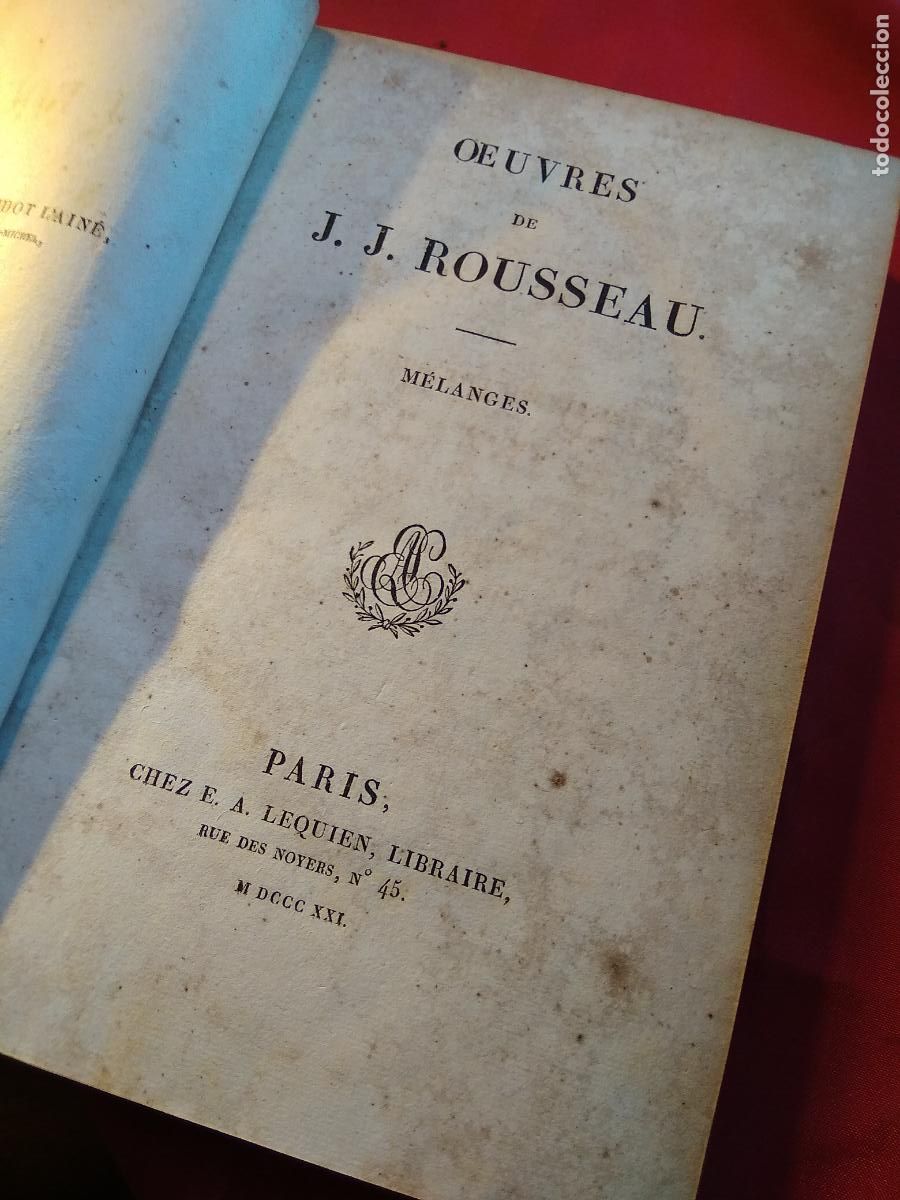 Libros: M&eacute;langes J.J. Rousseau 1821 L.9601-1995 Franc&eacute;s - Foto 2