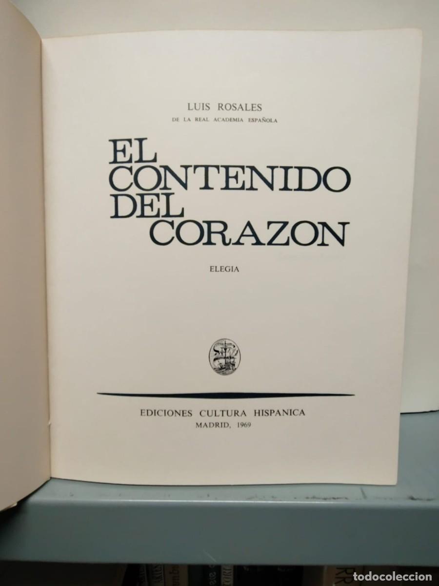 Libros: El contenido del coraz&oacute;n. Eleg&iacute;a - ROSALES, Luis - Foto 2