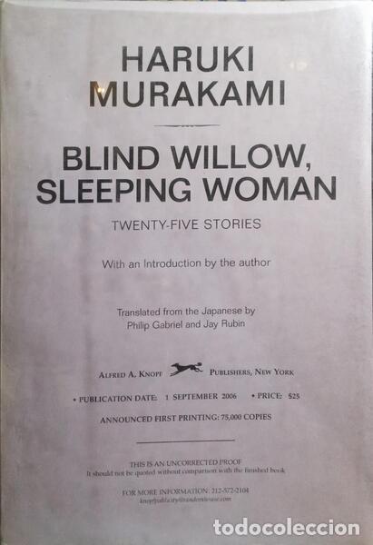 Libros: MURAKAMI. (Haruki) - BLIND WILLOW, SLEEPING WOMAN. - Foto 1