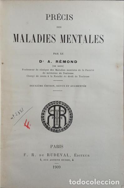 Libros: R&Eacute;MOND. (Antoine) - PR&Eacute;CIS DES MALADIES MENTALES. - Foto 1