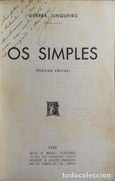 Libros: GUERRA JUNQUEIRO. (Ab&iacute;lio Manuel) - OS SIMPLES. - Foto 1