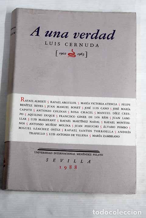 Libros: A una verdad: Cernuda, Luis.- Cernuda, Luis - Foto 1