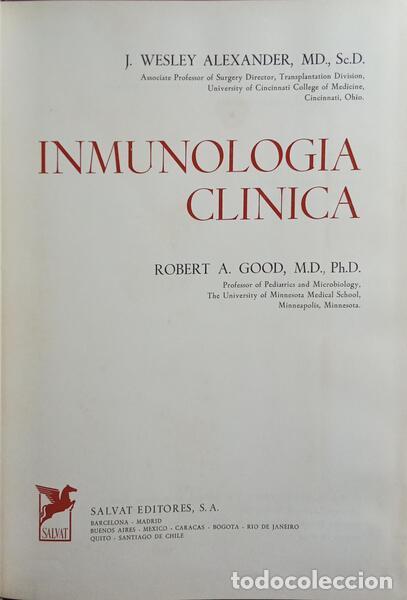 Libros: ALEXANDER. (J. Wesley) e Robert A. Good. - INMUNOLOGIA CLINICA. - Foto 2