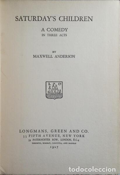 Libros: ANDERSON. (Maxwell) - SATURDAY&#39;S CHILDREN. - Foto 2