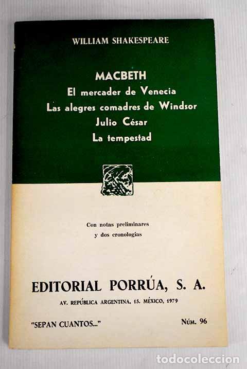 Libros: Macbeth ; El mercader de Venecia ; Las alegres comadres de Windsor ; Julio C&eacute;sar ; La tempestad - Foto 1