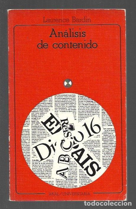 Libros: ANALISIS DE CONTENIDO - BARDIN, LAURENCE - Foto 1