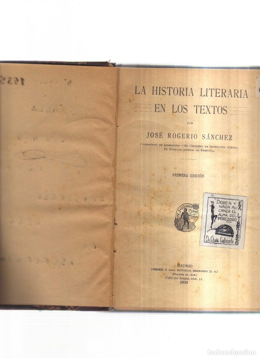 Libros: LA HISTORIA LITERARIA EN LOS TEXTOS JOSE ROGERIO - Foto 2