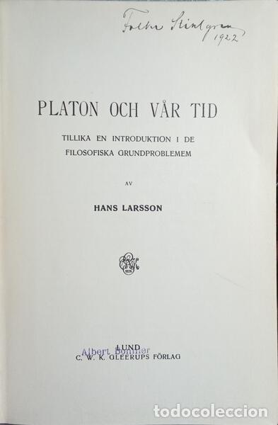 Libros: LARSSON. (Hans) - PLATON OCH VAR TID. - Foto 1